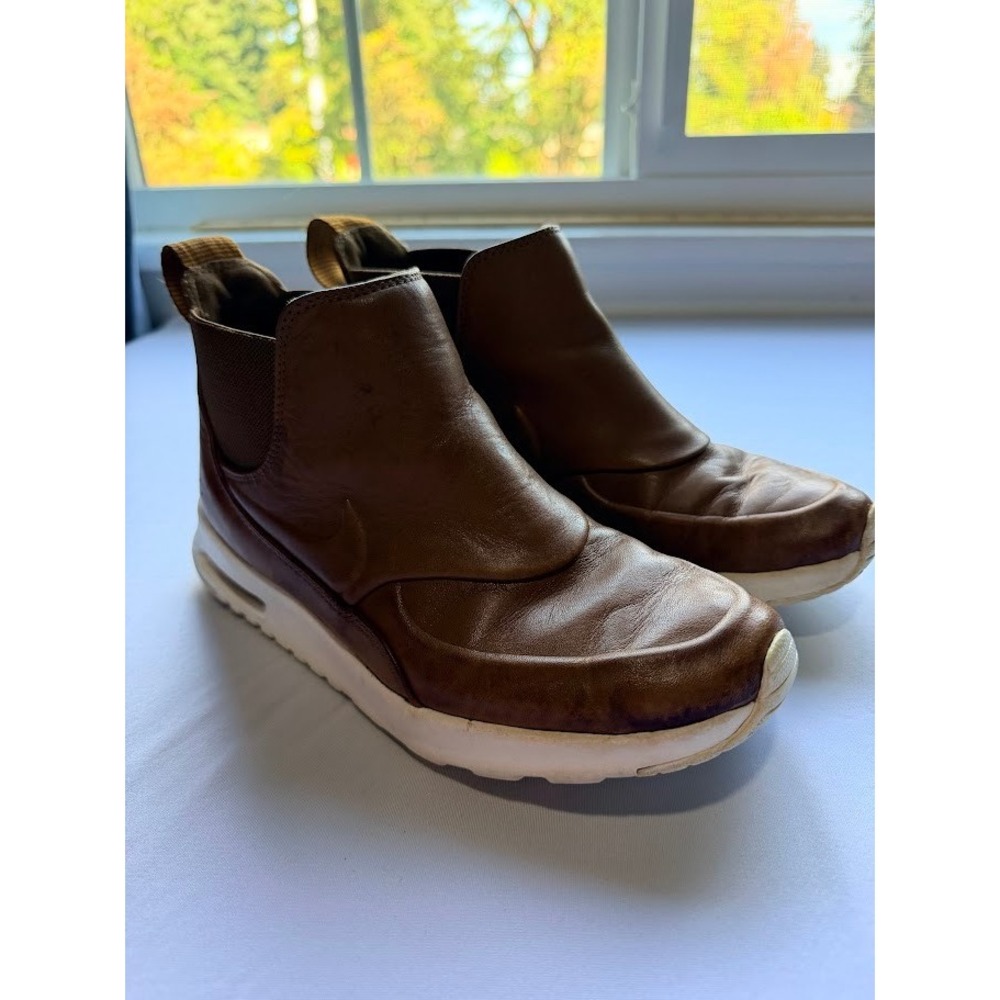 Nike Air Max Thea Mid Ale Brown Leather Chelsea Boots 859550-200 Women's 6.5